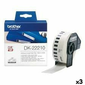 Endlospapier für Drucker Brother DK-22210 Weiß 29 mm x 30,48 m Schwarz Schwarz/Weiß (3 Stück)