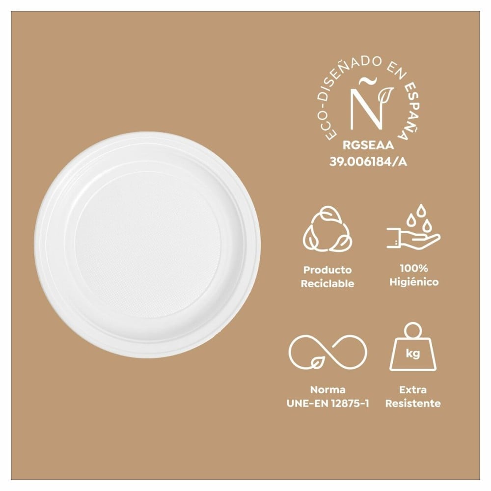 Set of reusable plates Maxi Products White Plastic 100 Pieces