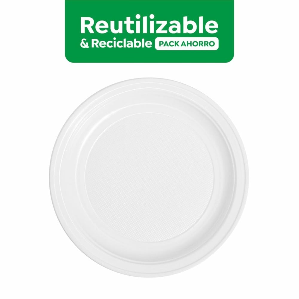 Set of reusable plates Maxi Products White Plastic 100 Pieces