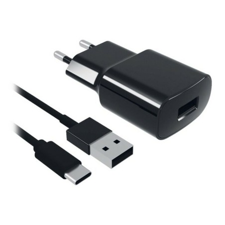 Wand-Ladegerät + USB-Kabel C Contact 8427542980744 2A Schwarz