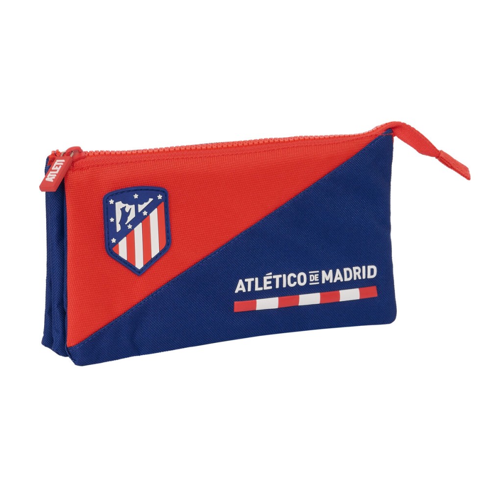 Trousse Fourre-Tout Triple Atlético Madrid Bleu Rouge 22 x 12 x 3 cm