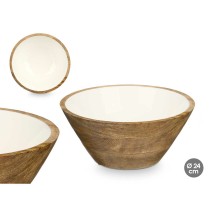 Bowl GiftDecor MALI-701 W White Enamel Mango wood 25 x 10,3 x 25 cm (6 Units)