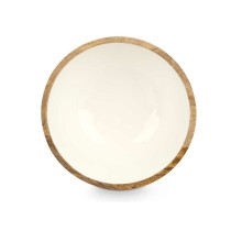 Bowl GiftDecor MALI-701 W White Enamel Mango wood 25 x 10,3 x 25 cm (6 Units)