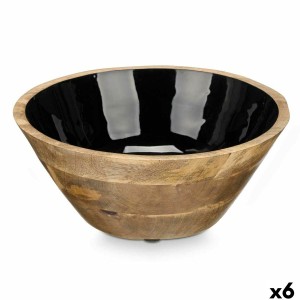 Bowl GiftDecor MALI-701 B Black Enamel Mango wood 24,3 x 10,5 x 24,3 cm (6 Units)