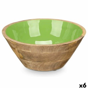 Bowl GiftDecor MALI-701 G Green Enamel Mango wood 24,3 x 10,5 x 24,3 cm (6 Units)