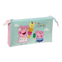 Zweifaches Mehrzweck-Etui Peppa Pig Ice cream Rosa Minze 22 x 12 x 3 cm