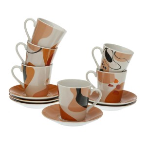 Jeu de 6 tasses avec plat Versa Katrien Porcelaine