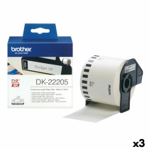 Rouleau de Papier Continu Brother DK-22205 Noir/Blanc (3 Unités)