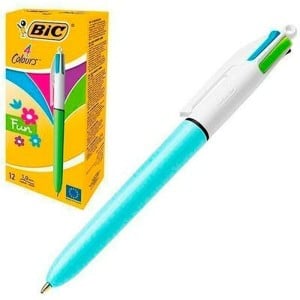 Set of Biros Bic Fun Blue White (12 Pieces)