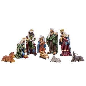 Décorations de Noël Multicouleur Polyrésine Naissance/Crèche 31,5 cm (9 Pièces)