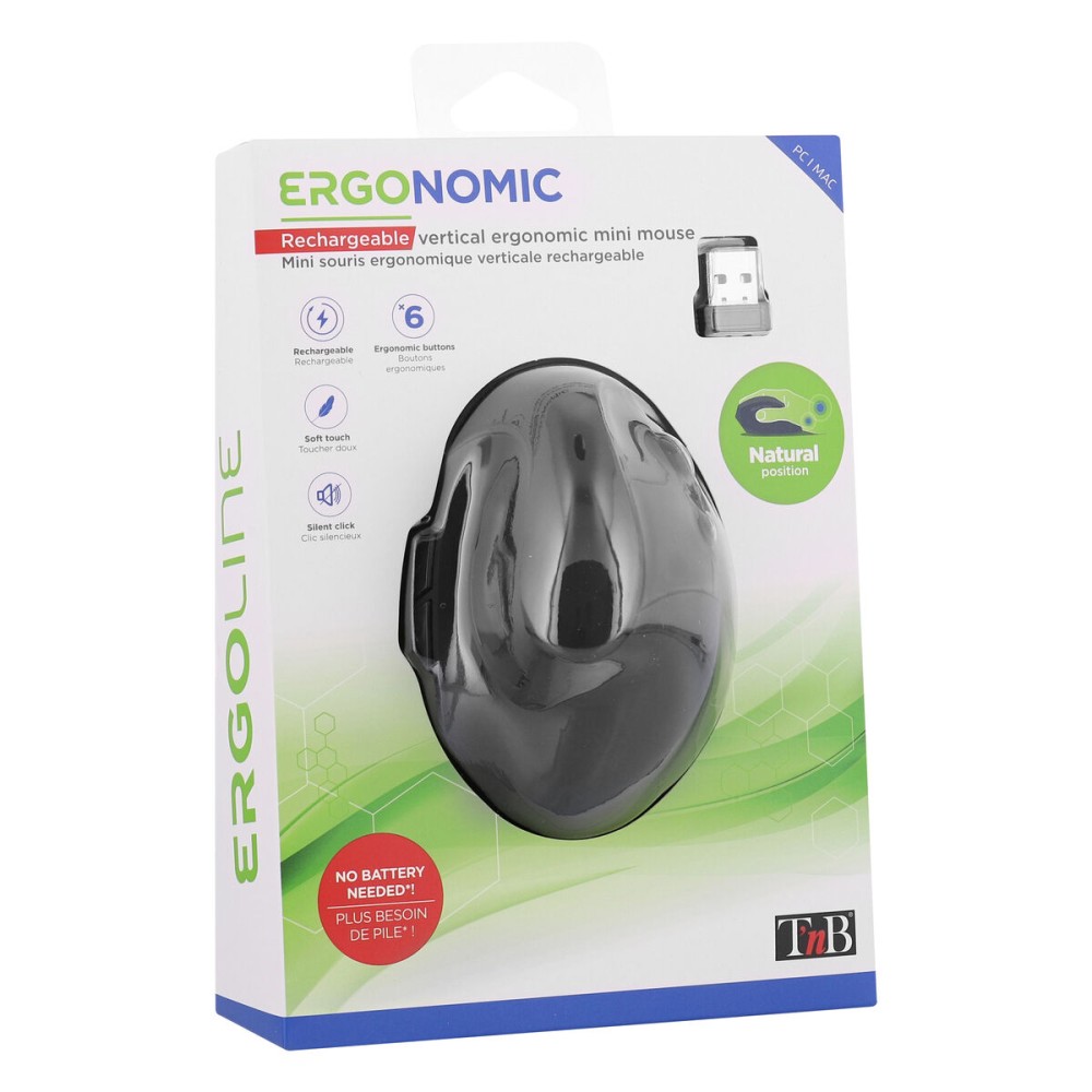 Ergonomische optische Maus T'NB Ergo Line Schwarz 1600 dpi