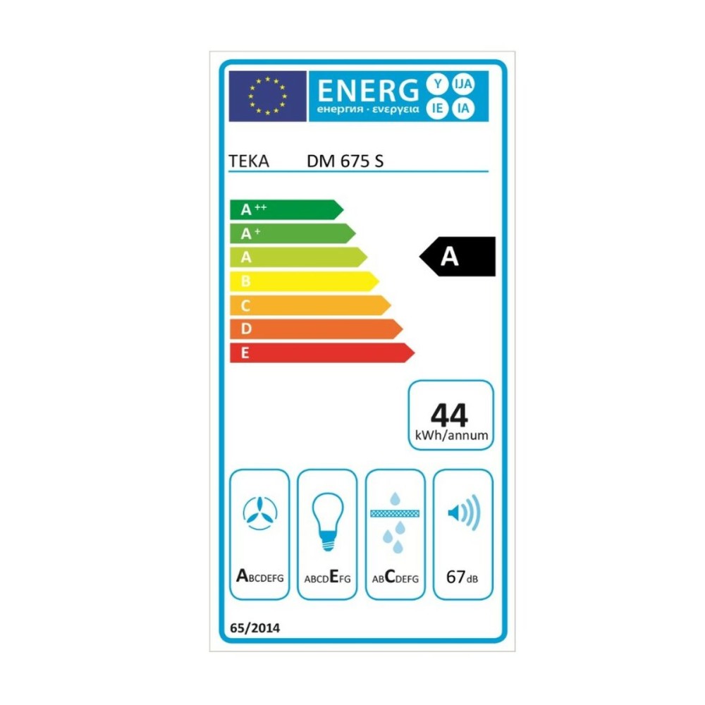 Hotte standard Teka DM675S 60 cm 603 m3/h 67 dB 278W Gris Argenté Acier