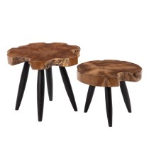 Table d'appoint Naturel Noir bois de teck 50 x 50 x 40 cm