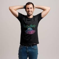 Herren Kurzarm-T-Shirt Rick and Morty Schwarz