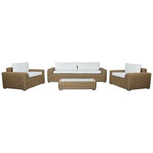 Wohnzimmer Sitzgruppe mit Tisch Home ESPRIT Kristall Synthetischer Rattan 248 x 85 x 80 cm