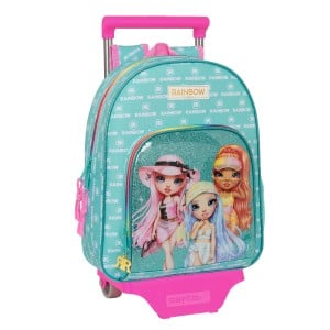 School Rucksack with Wheels Rainbow High Paradise Turquoise 28 x 34 x 10 cm