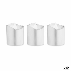 Ensemble de Bougies LED Argenté 3,7 x 3,7 x 5 cm (12 Unités)