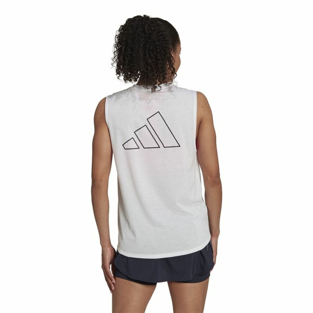 Women's Sleeveless T-shirt Adidas Muscle Run Icons White