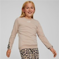 Hoodless Sweatshirt for Girls Puma Alpha Crew Neck Beige Leopard Pink