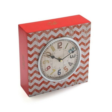 Table clock Versa Red Wood Vintage 10 x 23 x 23 cm