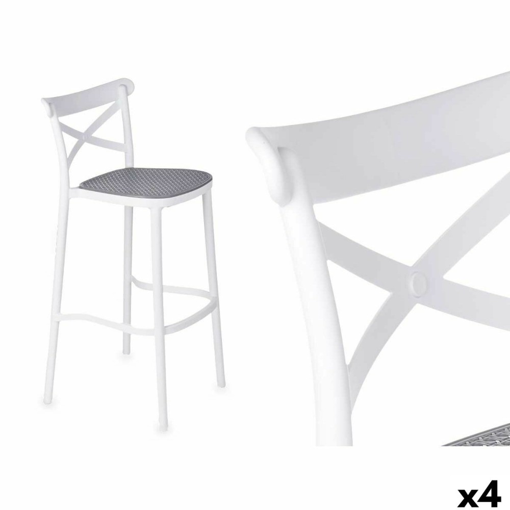 Stool GiftDecor PC-175B White Grey polypropylene Rattan 41 x 103 x 52,5 cm (4 Units)