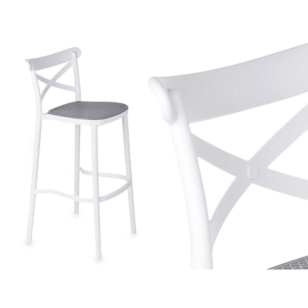 Stool GiftDecor PC-175B White Grey polypropylene Rattan 41 x 103 x 52,5 cm (4 Units)