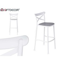 Tabouret GiftDecor PC-175B Blanc Gris polypropylène Rotin 41 x 103 x 52,5 cm (4 Unités)