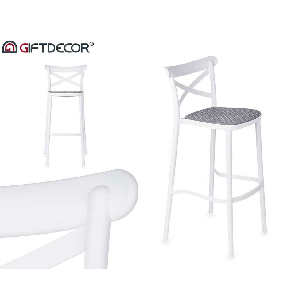 Stool GiftDecor PC-175B White Grey polypropylene Rattan 41 x 103 x 52,5 cm (4 Units)