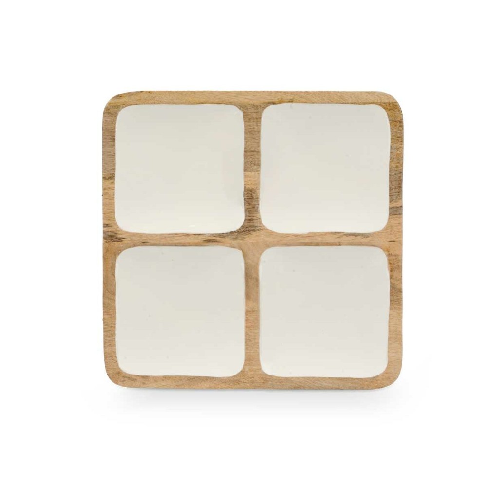 Tray with Compartments GiftDecor MALI-991 W White 29,5 x 3 x 29,5 cm (6 Units)