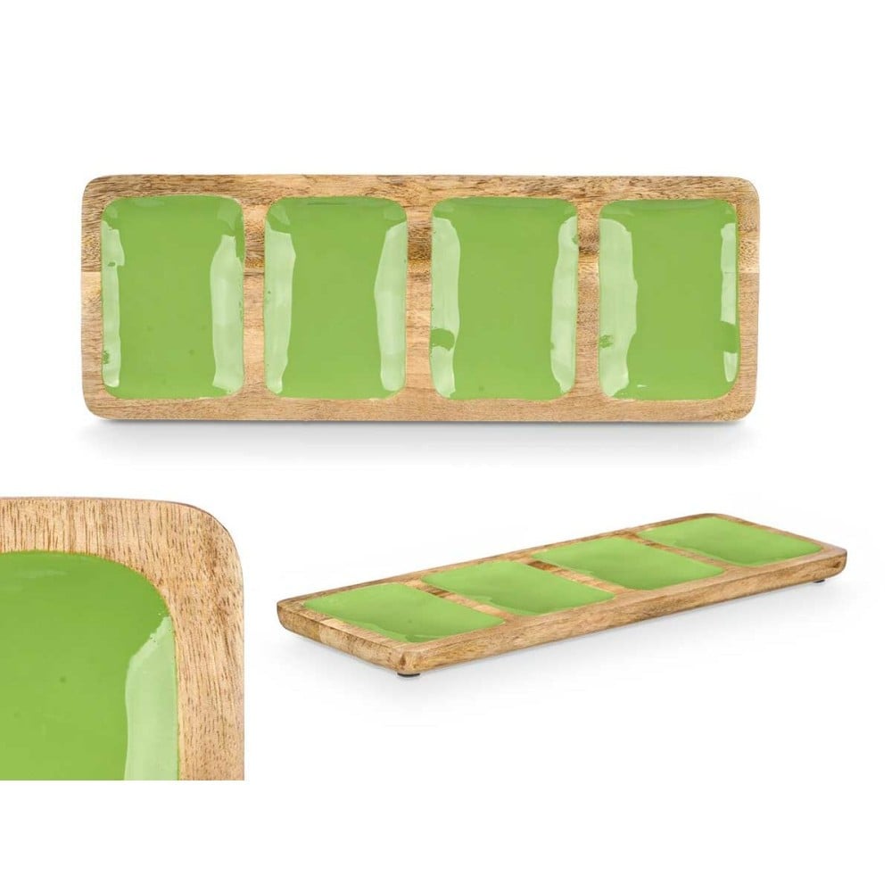 Tray with Compartments GiftDecor MALI-941 G Green 46 x 3 x 17 cm (6 Units)