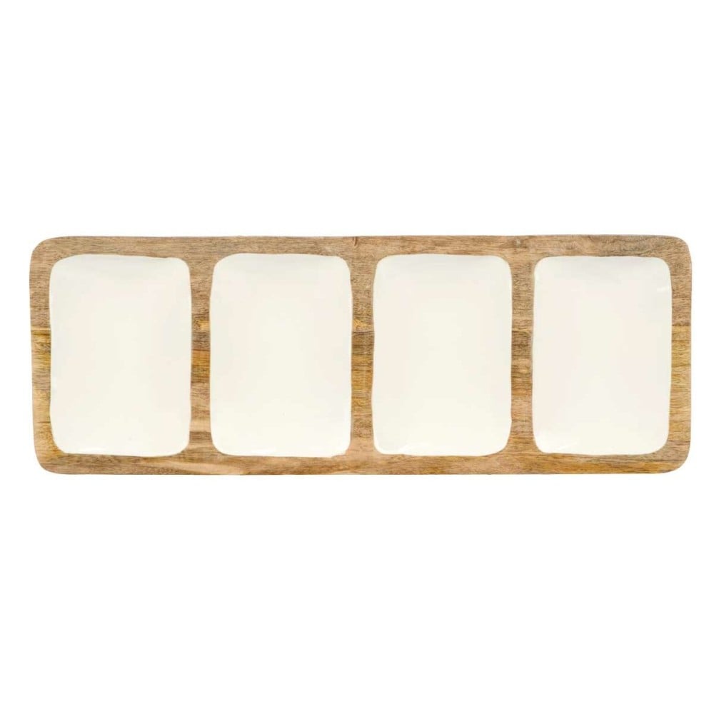 Tray with Compartments GiftDecor MALI941 W White 46 x 3 x 17 cm (6 Units)