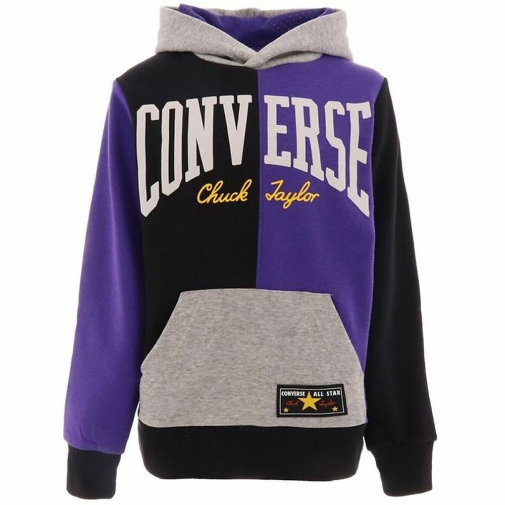 Sweatshirt mit Kapuze für Mädchen Converse Throwback Split Block Schwarz Bunt