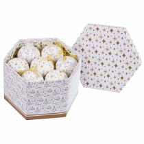 Christmas Baubles White Golden Paper Polyfoam 7,5 x 7,5 x 7,5 cm (14 Units)