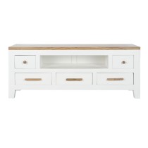 Meubles de télévision DKD Home Decor Blanc Marron Acacia Bois de manguier 125 x 40 x 50 cm