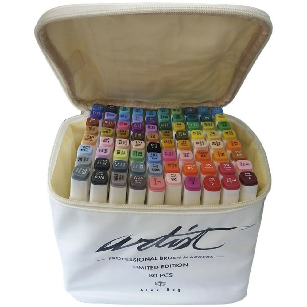 Set of Felt Tip Pens Alex Bog Canvas Luxe Professional 80 Pieces Multicolour