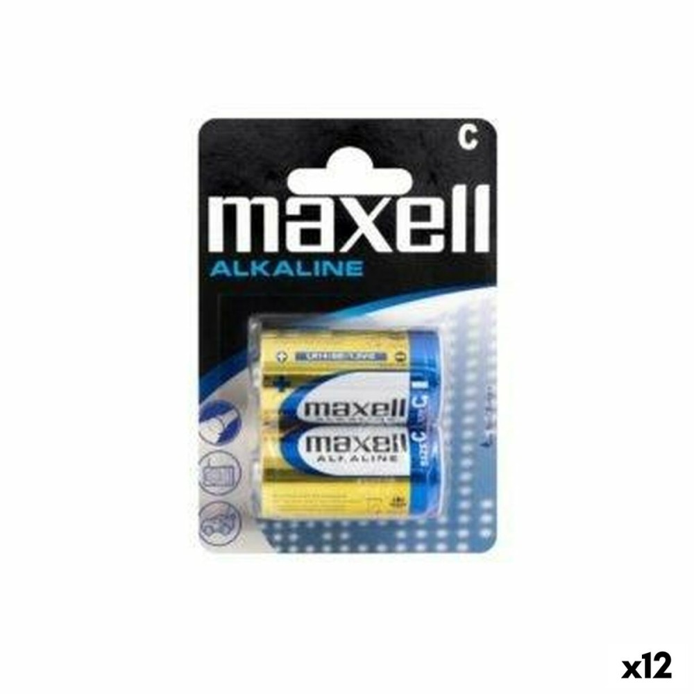 Alkaline Batteries Maxell LR14 (12 Units)