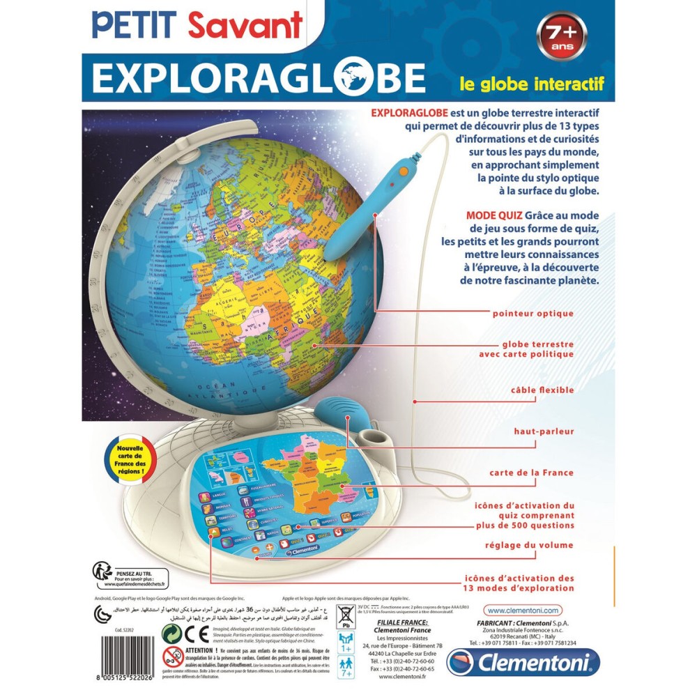 Interactive Earth Globe Clementoni Plastic FR