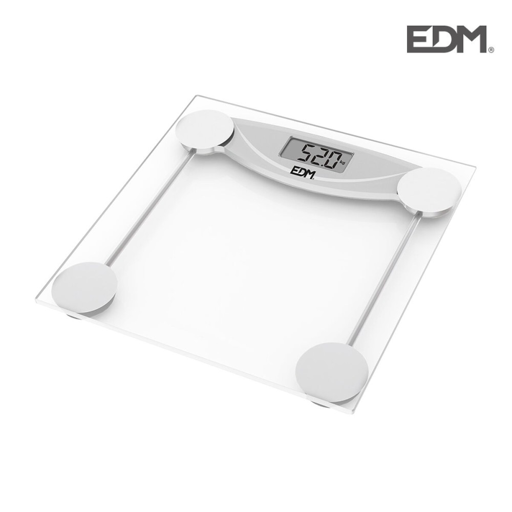 Balance Numérique de Salle de Bain EDM 07520 Noir Transparent Verre 180 kg