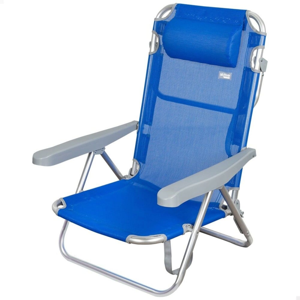 Folding Chair with Headrest Aktive Gomera Blue 48 x 84 x 46 cm (2 Units)