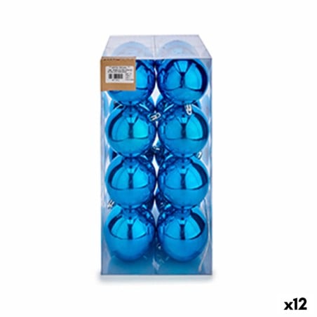 Set of Christmas balls Blue Plastic 8 x 9 x 8 cm (12 Units)