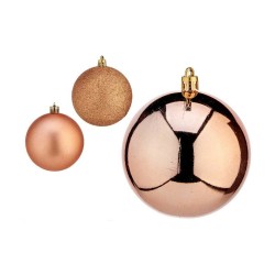 Lot de boules de Noël Cuivre Plastique 8 x 9 x 8 cm (24 Unités)