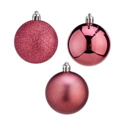 Lot de boules de Noël Rose PVC Ø 8 cm (24 Unités)