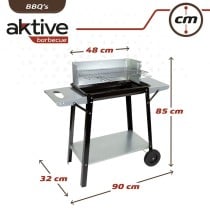 Roues de barbecue au charbon de bois Aktive Métal émaillé 90 x 85 x 32 cm Noir