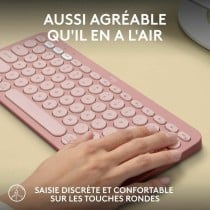 Bluetooth Keyboard with Support for Tablet Logitech K380 French Pink AZERTY