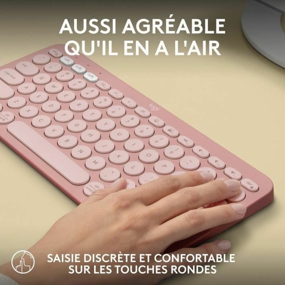 Clavier Bluetooth avec Support pour Tablette Logitech K380 Français Rose AZERTY