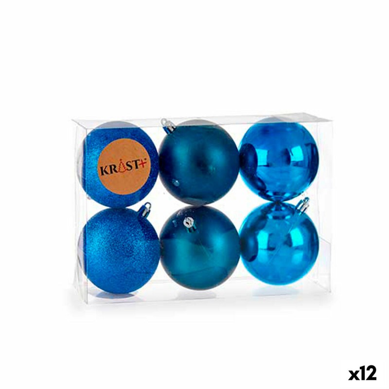 Weihnachtskugeln-Set Blau Kunststoff 7 x 8 x 7 cm (12 Stück)