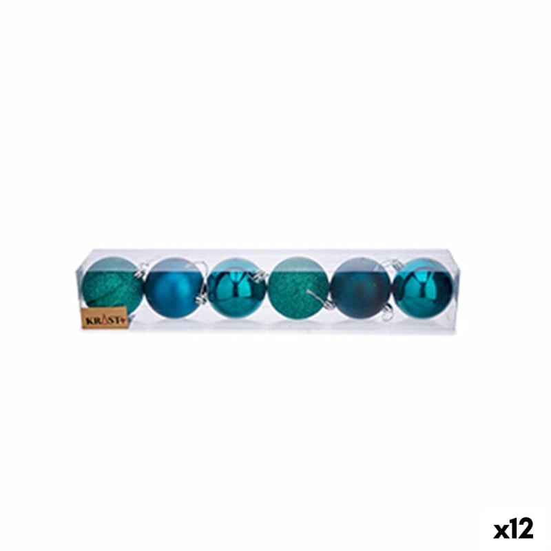 Lot de boules de Noël Bleu Plastique Ø 7 cm (12 Unités)