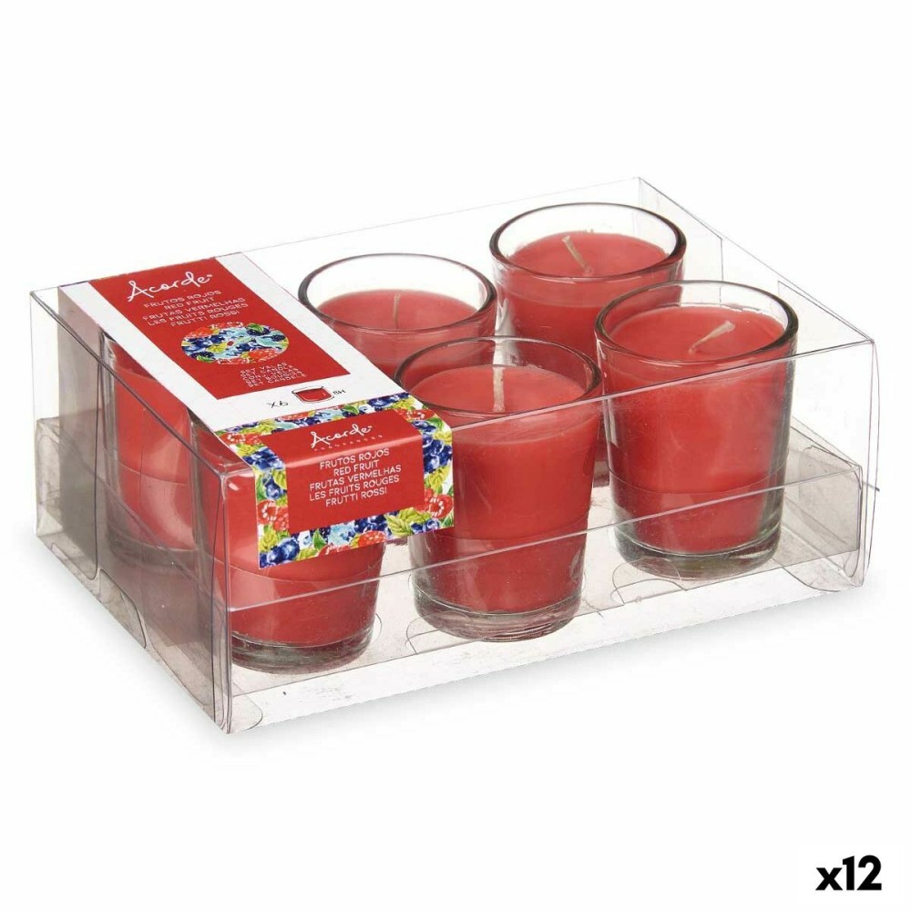 Parfümierte Kerzen-Set Acorde 48-A-AR Rote Früchte Trinkglas (12 Stück)