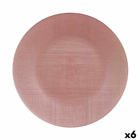 Flat Plate Vivalto Pink Glass 32,5 x 2 x 32,5 cm (6 Units)