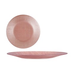 Assiette plate Rose verre (32,5 x 2 x 32,5 cm) (6 Unités)